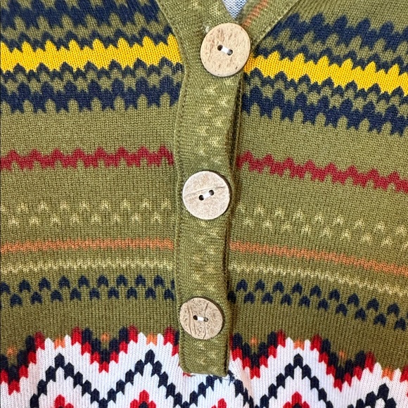 HOTGIFT Green Chevron Women's Button-Up Sweater - Picture 3 of 7